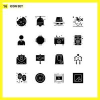 16 iconos creativos, signos y símbolos modernos de recursos, consola de bebidas, unidad de alimentos, elementos de diseño vectorial editables vector