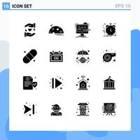 Modern Set of 16 Solid Glyphs and symbols such as development agile mars product digital Editable Vector Design Elements