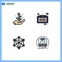 Universal Icon Symbols Group of 4 Modern Filledline Flat Colors of growth learning audio tape speed train Editable Vector Design Elements