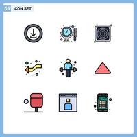 Pack of 9 Modern Filledline Flat Colors Signs and Symbols for Web Print Media such as exercise left set intersection arrows Editable Vector Design Elements