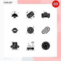 9 Thematic Vector Solid Glyphs and Editable Symbols of bitcoin face bus valentines lips Editable Vector Design Elements