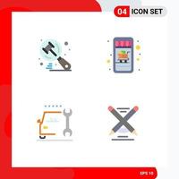 Mobile Interface Flat Icon Set of 4 Pictograms of search repair judge cart education Editable Vector Design Elements