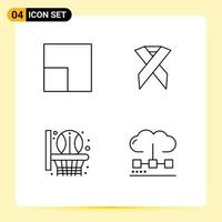 User Interface Pack of 4 Basic Filledline Flat Colors of scale cloud aids basketball net engine Editable Vector Design Elements
