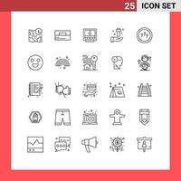 Universal Icon Symbols Group of 25 Modern Lines of celebration storage wallet office files Editable Vector Design Elements