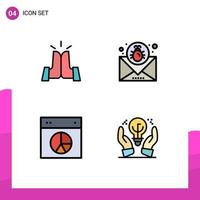 Universal Icon Symbols Group of 4 Modern Filledline Flat Colors of best chart high email layout Editable Vector Design Elements