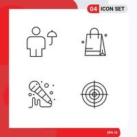 Pictogram Set of 4 Simple Filledline Flat Colors of avatar microphone protect bed target Editable Vector Design Elements