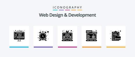 Web Design And Development Glyph 5 Icon Pack Including . gear. creative. website browser. laptop. Creative Icons Design vector