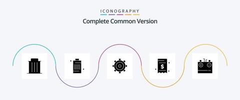 Complete Common Version Glyph 5 Icon Pack Including money. currency. phone. bill. setting vector