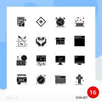 Mobile Interface Solid Glyph Set of 16 Pictograms of fall border support area off Editable Vector Design Elements