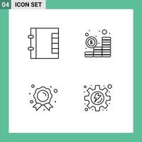 4 User Interface Line Pack of modern Signs and Symbols of contacts champion budget coins energy Editable Vector Design Elements