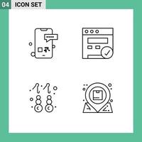 Group of 4 Filledline Flat Colors Signs and Symbols for communication fashion smartphone seo jewelry Editable Vector Design Elements