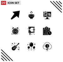 9 Creative Icons Modern Signs and Symbols of morning alarm clock lamp alarm data Editable Vector Design Elements