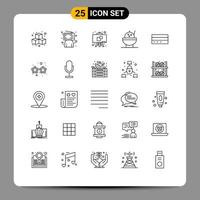 Line Pack of 25 Universal Symbols of finance card person business bowl Editable Vector Design Elements