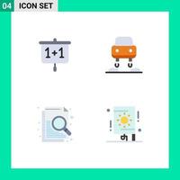 Set of 4 Commercial Flat Icons pack for chart search school future festival Editable Vector Design Elements