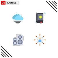 paquete de línea vectorial editable de 4 iconos planos simples de diseño de libro de alta fidelidad en la nube altavoz elementos de diseño vectorial editables vector