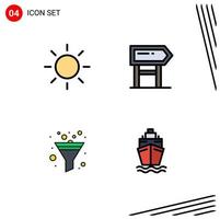 4 iconos creativos signos y símbolos modernos de brillo a bordo del barco filtro transporte elementos de diseño vectorial editables vector