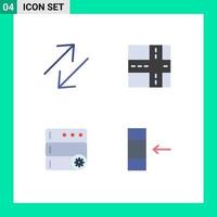 Set of 4 Vector Flat Icons on Grid for arrow import road server Editable Vector Design Elements