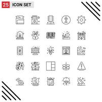 Set of 25 Modern UI Icons Symbols Signs for setting gear comb person accessibility Editable Vector Design Elements