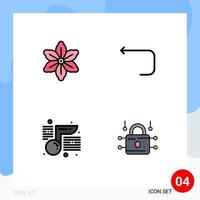 Pack of 4 creative Filledline Flat Colors of flower note spring loop arrow school Editable Vector Design Elements