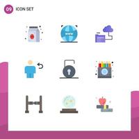 User Interface Pack of 9 Basic Flat Colors of key human cloud body avatar Editable Vector Design Elements