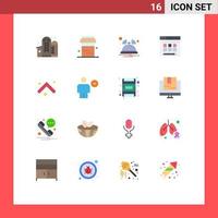 Mobile Interface Flat Color Set of 16 Pictograms of direction arrows hotel arrow server Editable Pack of Creative Vector Design Elements