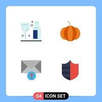 Modern Set of 4 Flat Icons and symbols such as alcohol protection wine mail security Editable Vector Design Elements