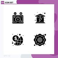Set of Vector Solid Glyphs on Grid for speed test business speedometer home investment Editable Vector Design Elements