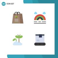 4 Flat Icon concept for Websites Mobile and Apps bag maturity shopping weather delivery Editable Vector Design Elements