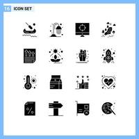 Group of 16 Solid Glyphs Signs and Symbols for document arrows target nature pain Editable Vector Design Elements