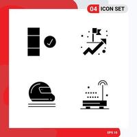 Group of 4 Solid Glyphs Signs and Symbols for check goal keeper achievement helmet devices Editable Vector Design Elements