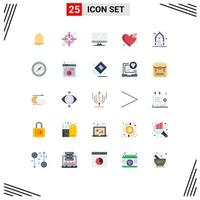 Pictogram Set of 25 Simple Flat Colors of masjid heart monitor broken bandage Editable Vector Design Elements