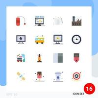 16 Thematic Vector Flat Colors and Editable Symbols of screen environment cooking energy eco Editable Pack of Creative Vector Design Elements