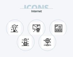 paquete de iconos de línea de Internet 5 diseño de iconos. datos. solicitud. Internet. noticias. interfaz vector