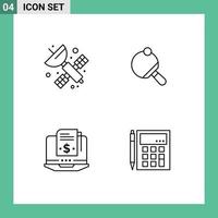 Editable Vector Line Pack of 4 Simple Filledline Flat Colors of space model science table digital Editable Vector Design Elements