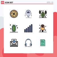 Set of 9 Modern UI Icons Symbols Signs for phone study autumn science experiment Editable Vector Design Elements