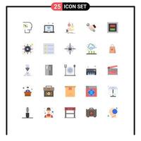 conjunto moderno de 25 colores planos y símbolos como llave fija iot dinero moneda elementos de diseño vectorial editables vector