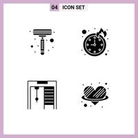 Mobile Interface Solid Glyph Set of 4 Pictograms of razor angle deadline competition love Editable Vector Design Elements