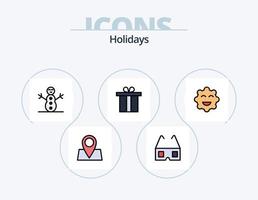 paquete de iconos llenos de línea de vacaciones 5 diseño de iconos. . picnic. presente. día festivo. Navidad vector