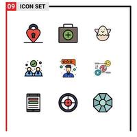 Set of 9 Modern UI Icons Symbols Signs for business review egg feedback partnership Editable Vector Design Elements