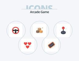 Diseño de iconos de paquete de iconos planos arcade 5. divertido. jugar. coche de carreras. juego. cubitos vector