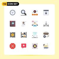 Pictogram Set of 16 Simple Flat Colors of construction magic network esoteric web security Editable Pack of Creative Vector Design Elements