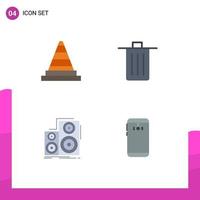 4 User Interface Flat Icon Pack of modern Signs and Symbols of cone audio tools delete monitor Editable Vector Design Elements