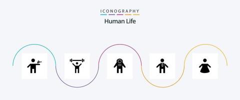 paquete de iconos de glifo humano 5 que incluye . gente. peso. gente. viajero espacial vector
