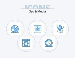 seo y media blue icon pack 5 diseño de iconos. audio. reproductor multimedia. medios de comunicación. medios de comunicación. transmisión vector