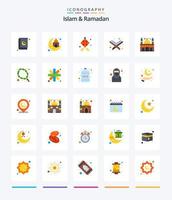 Creative Islam And Ramadan 25 Flat icon pack  Such As muslim. building. islam. prayer time. quran vector