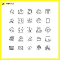 25 iconos creativos, signos y símbolos modernos de fuentes, diseño de bebidas, gorra, bocetos, elementos de diseño vectorial editables vector