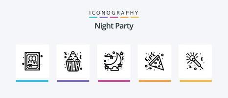 Night Party Line 5 Icon Pack Including night. party. glass. night. wine. Creative Icons Design vector