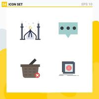 4 Universal Flat Icons Set for Web and Mobile Applications mosque delete moon comment error Editable Vector Design Elements