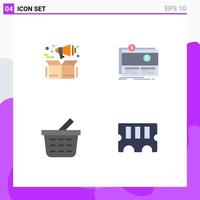 4 Universal Flat Icon Signs Symbols of management basket box fundraising shopping cart Editable Vector Design Elements