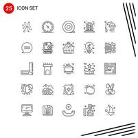 25 User Interface Line Pack of modern Signs and Symbols of shower bathroom compass window frame Editable Vector Design Elements